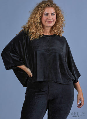 Maelle Curdoroy Crop Top Black
