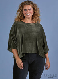 Maelle Curdoroy Crop Top Khaki