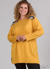 Maelle Embellished Shoulder Sweater Yellow