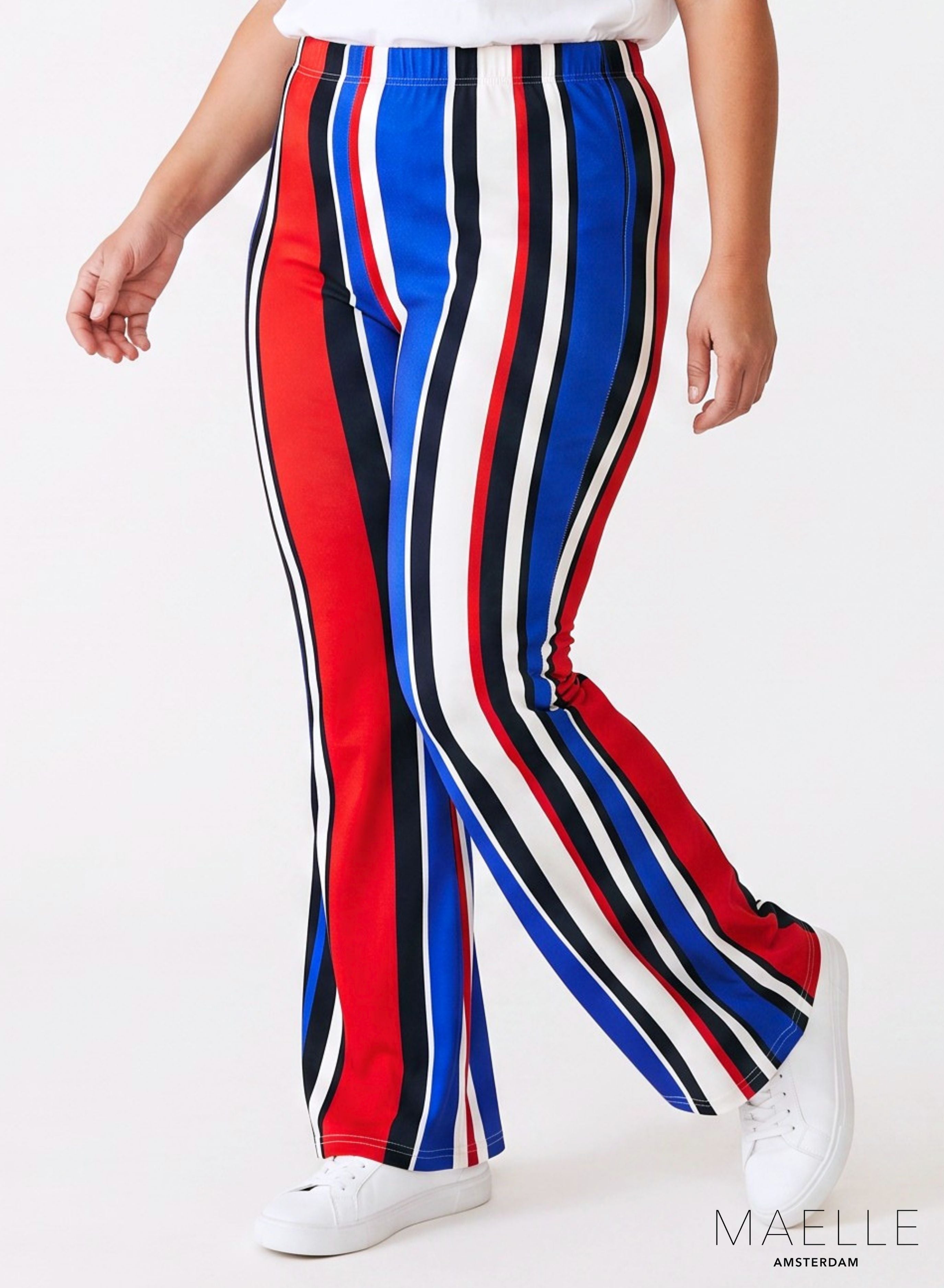 Maelle Flared Trouser Multi Sized Lines Red