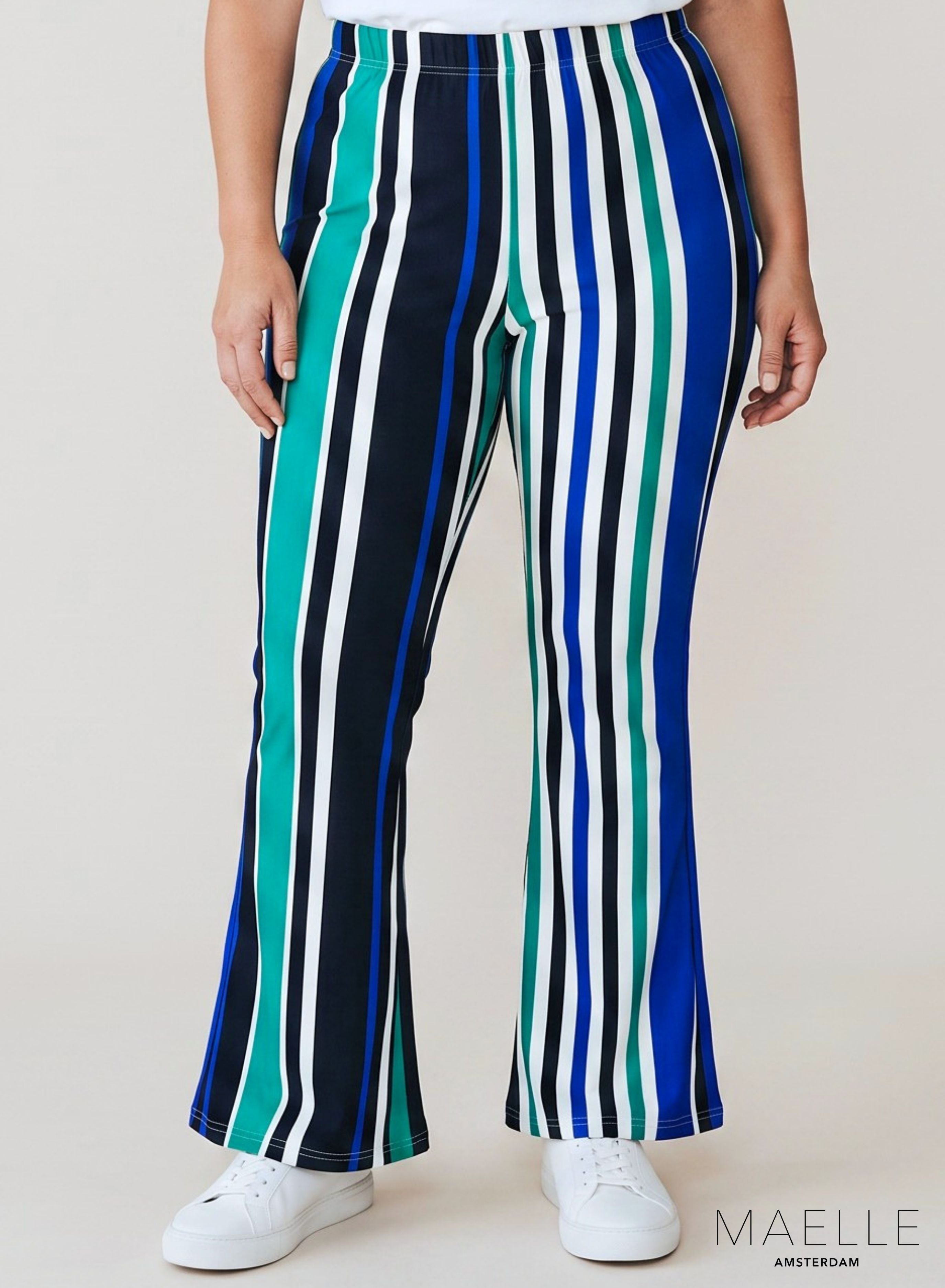 Maelle Hose mit ausgestelltem Bein, mehrgröße, Linien Grün