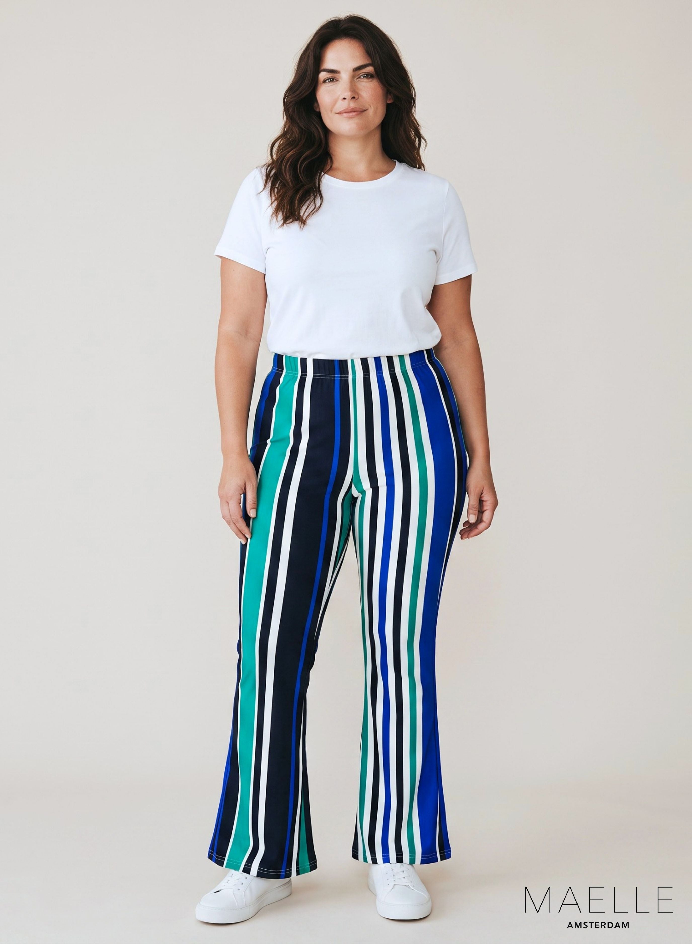 Maelle Hose mit ausgestelltem Bein, mehrgröße, Linien Grün