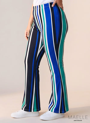 Maelle Hose mit ausgestelltem Bein, mehrgröße, Linien Grün