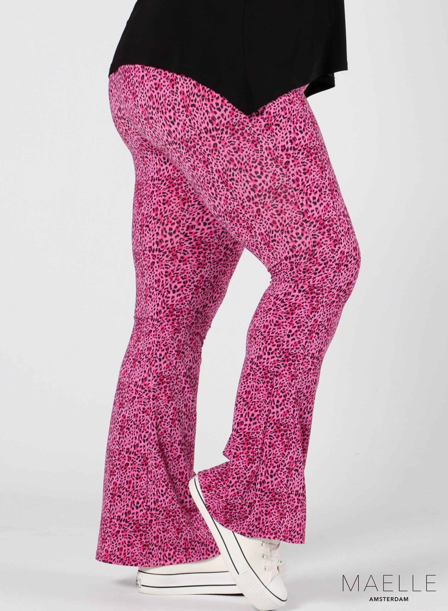 Maelle Print Flared Trouser Small Leopard Pink