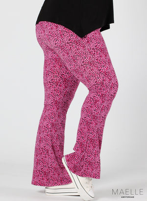 Maelle Print Flared Trouser Small Leopard Pink