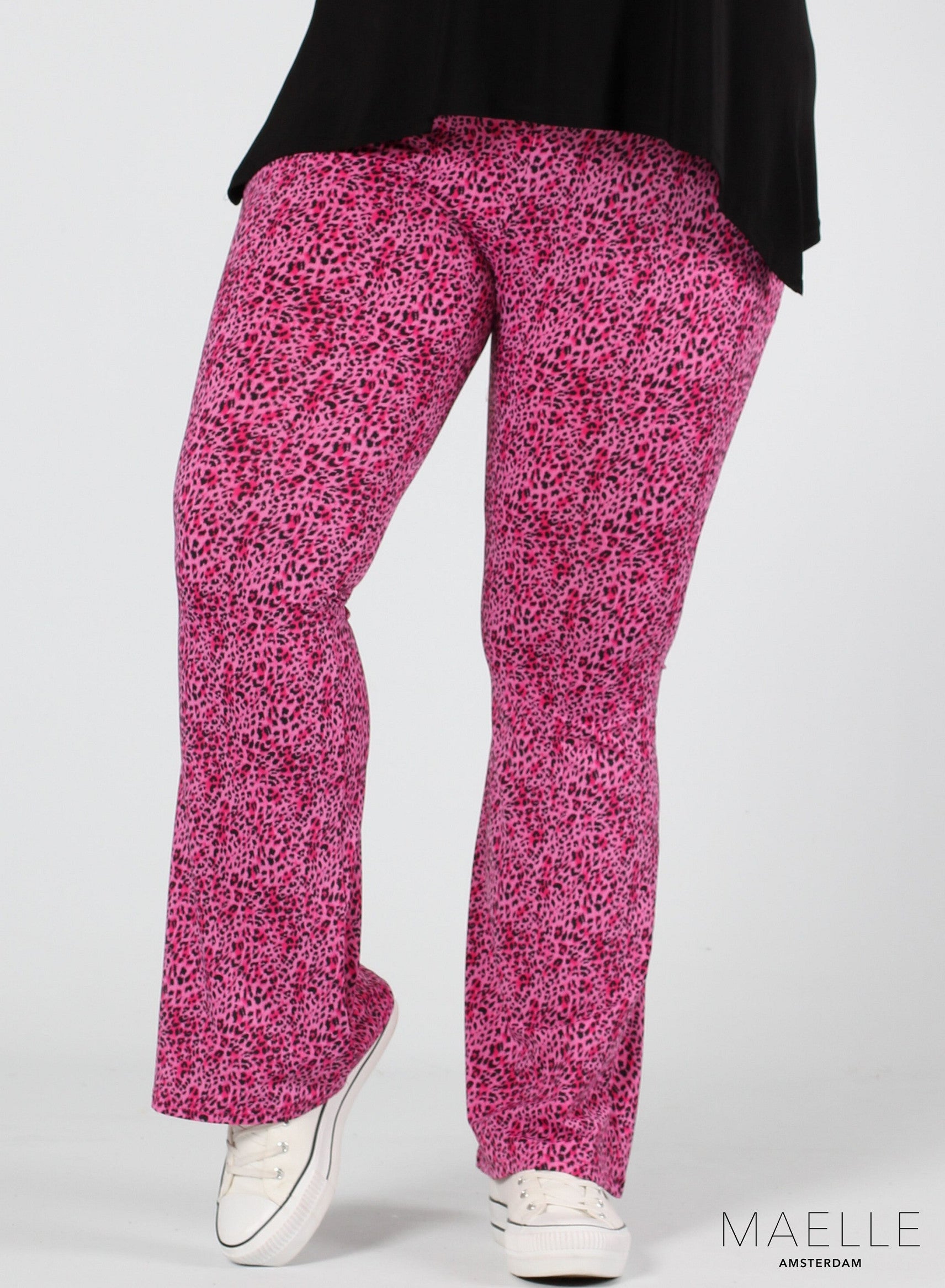 Maelle Print Flared Trouser Small Leopard Pink
