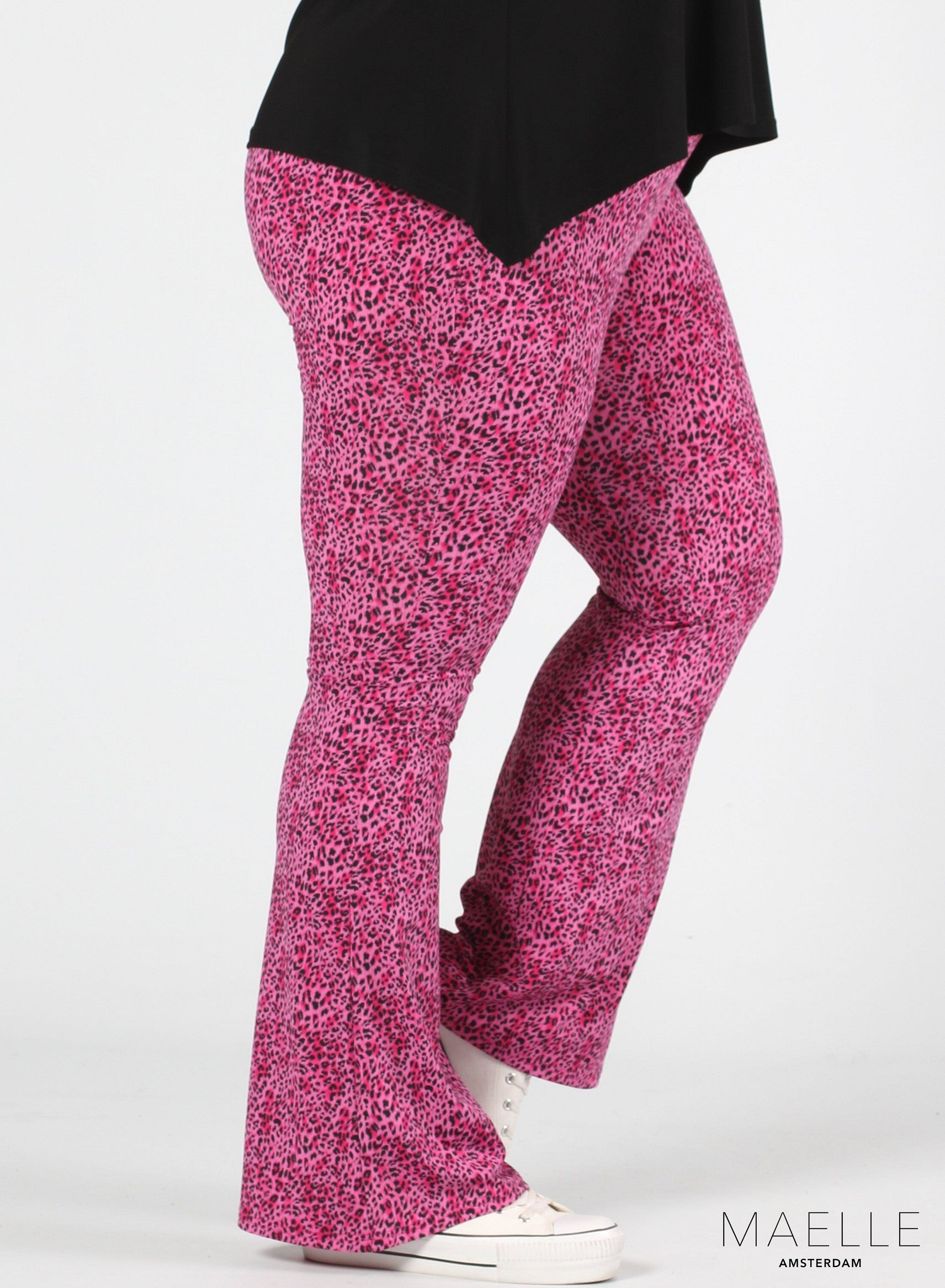 Maelle Print Flared Trouser Small Leopard Pink