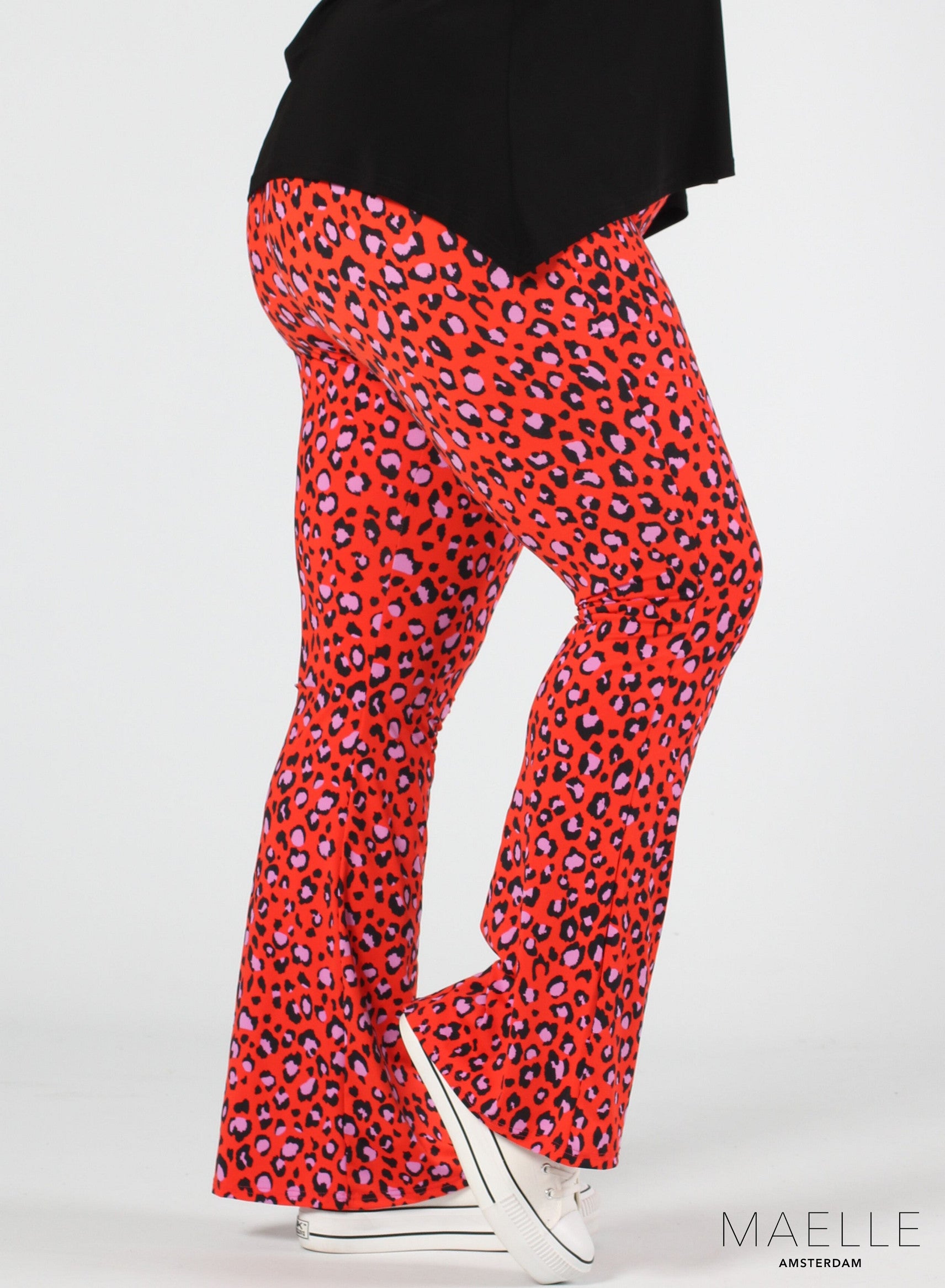 Maelle Print Flared Broek Luipaard Oranje