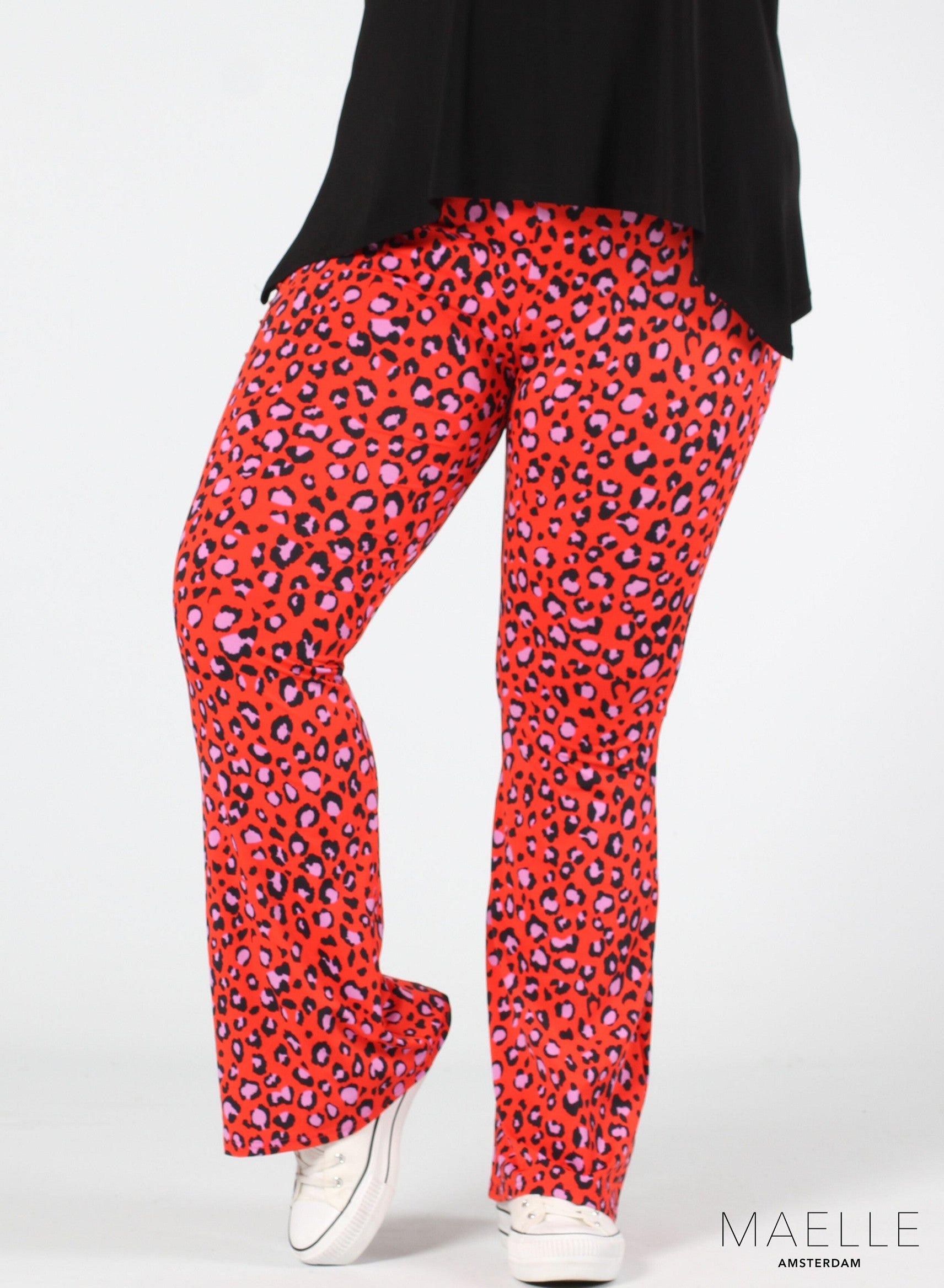 Maelle Print Flared Broek Luipaard Oranje