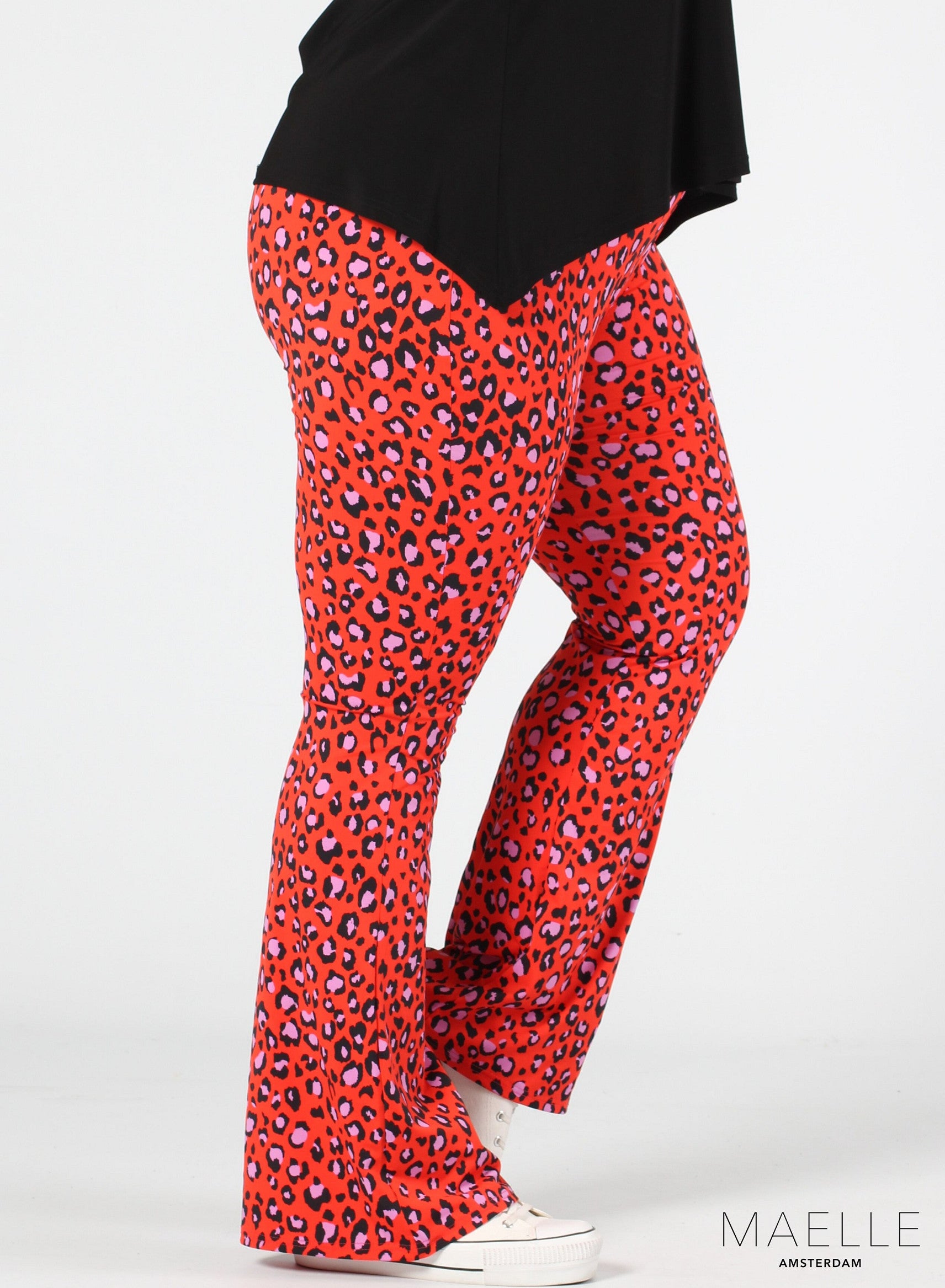 Maelle Print Flared Broek Luipaard Oranje