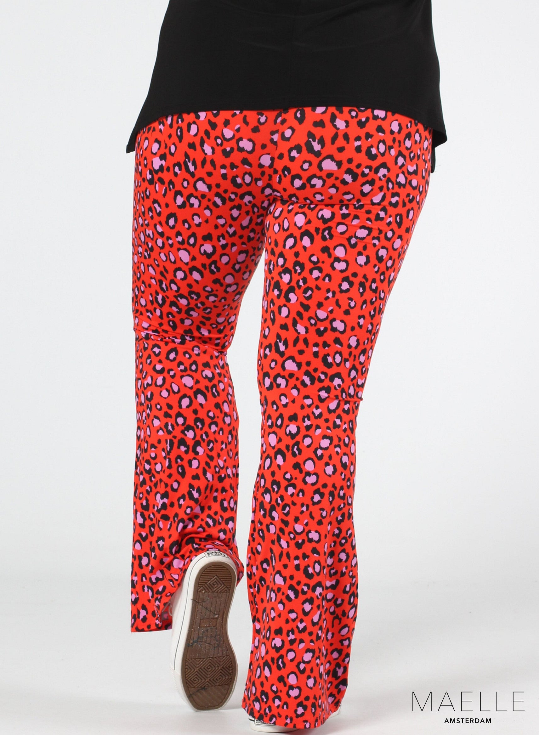 Maelle Print Flared Broek Luipaard Oranje