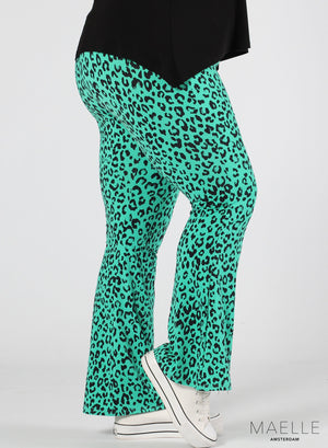 Maelle Print Flared Trouser Leopard Mint