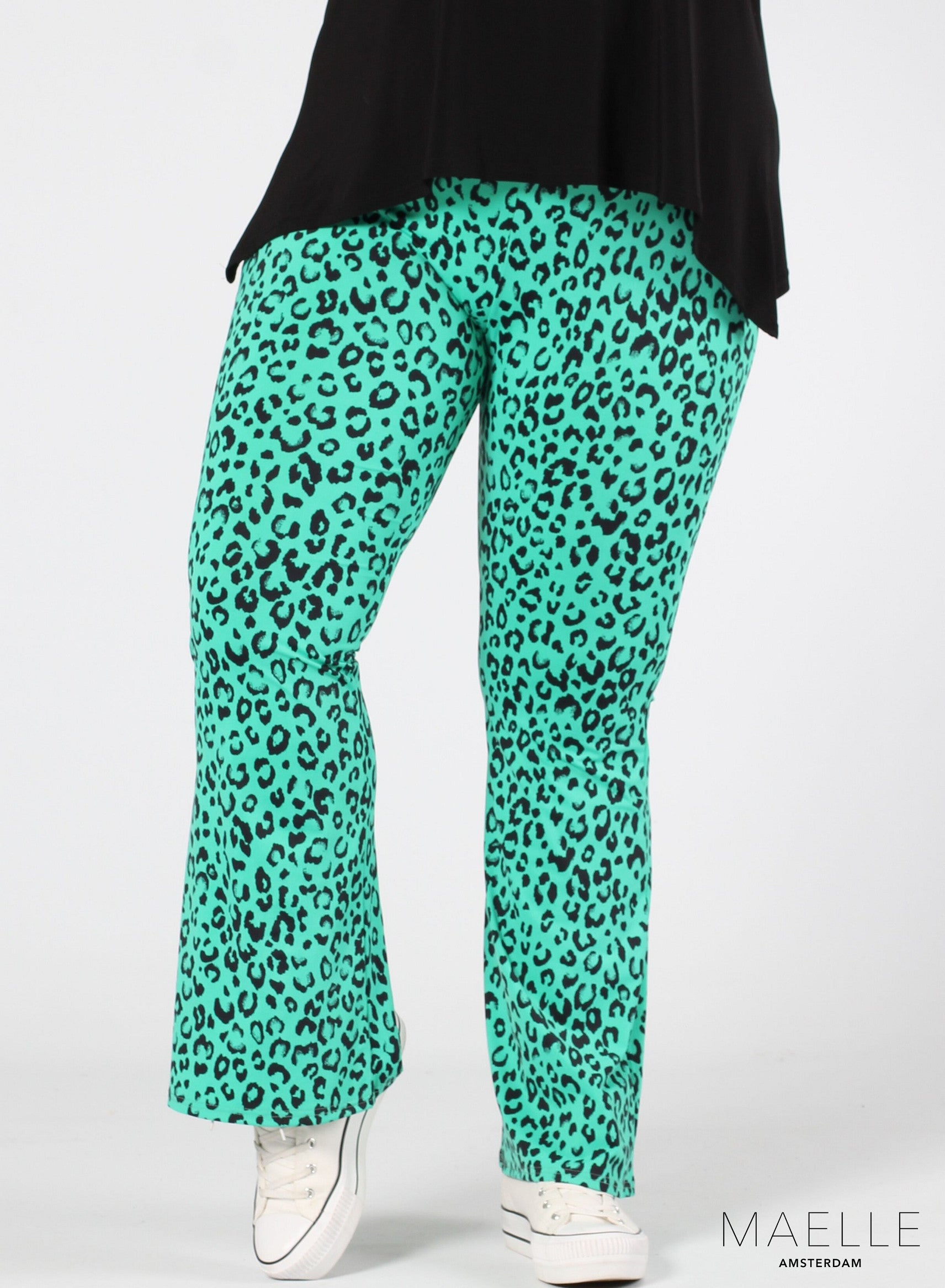 Maelle Print Flared Trouser Leopard Mint