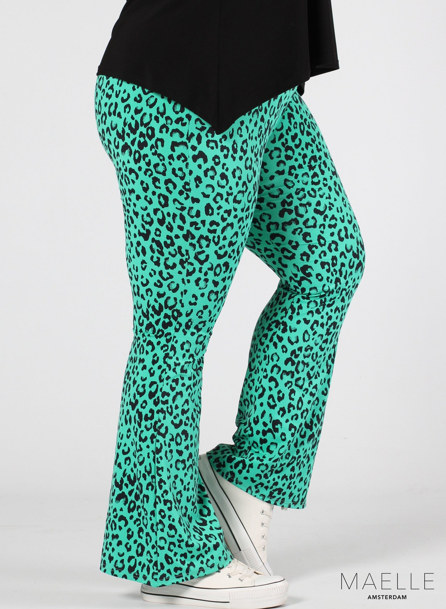 Maelle Print Flared Trouser Leopard Mint