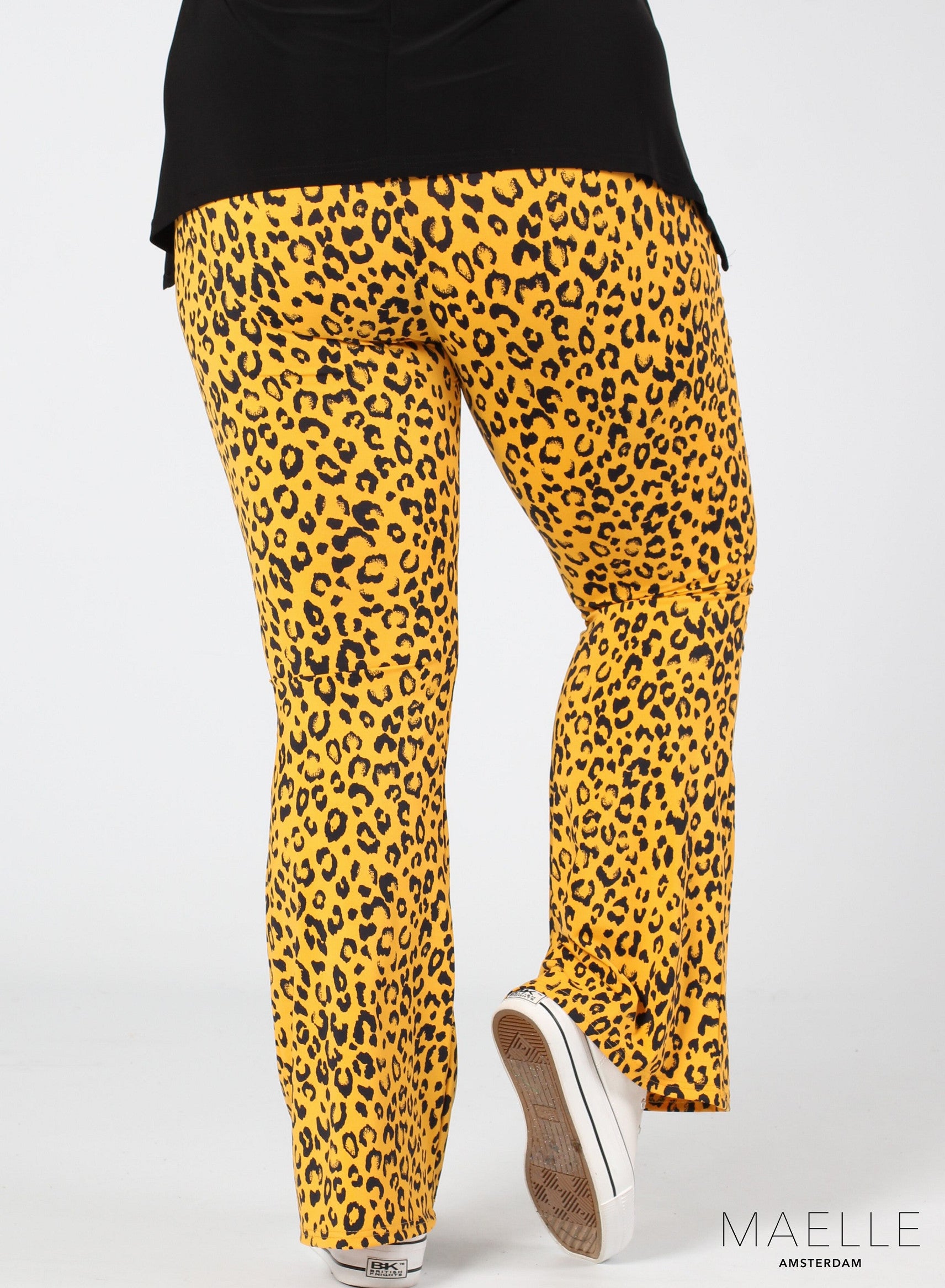 Maelle Print Flared Broek Luipaard Geel