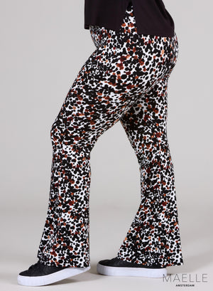 Schlaghose mit Viskose-Print Maelle, Leo-Flecken-Design, S/W/B
