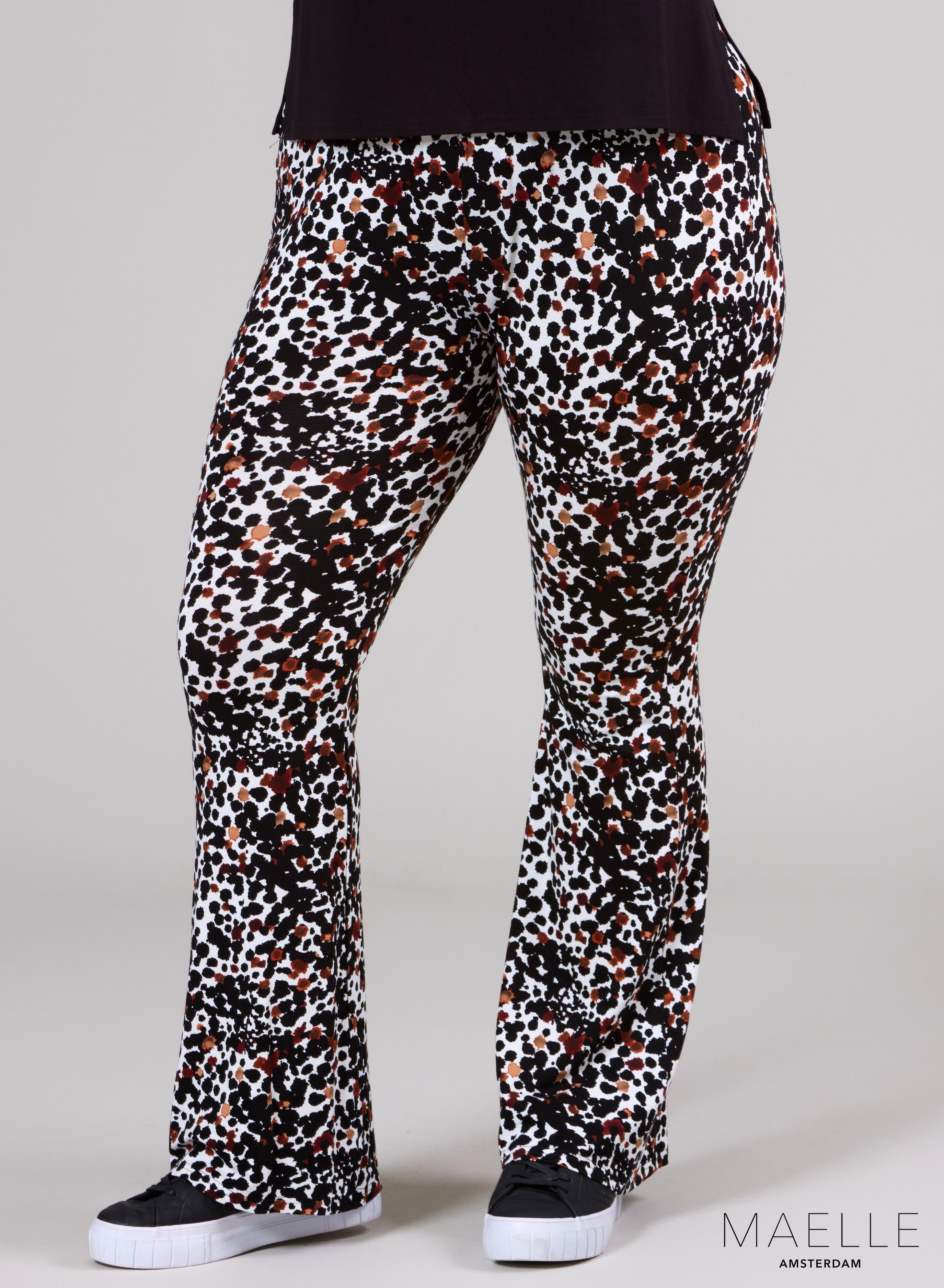 Schlaghose mit Viskose-Print Maelle, Leo-Flecken-Design, S/W/B