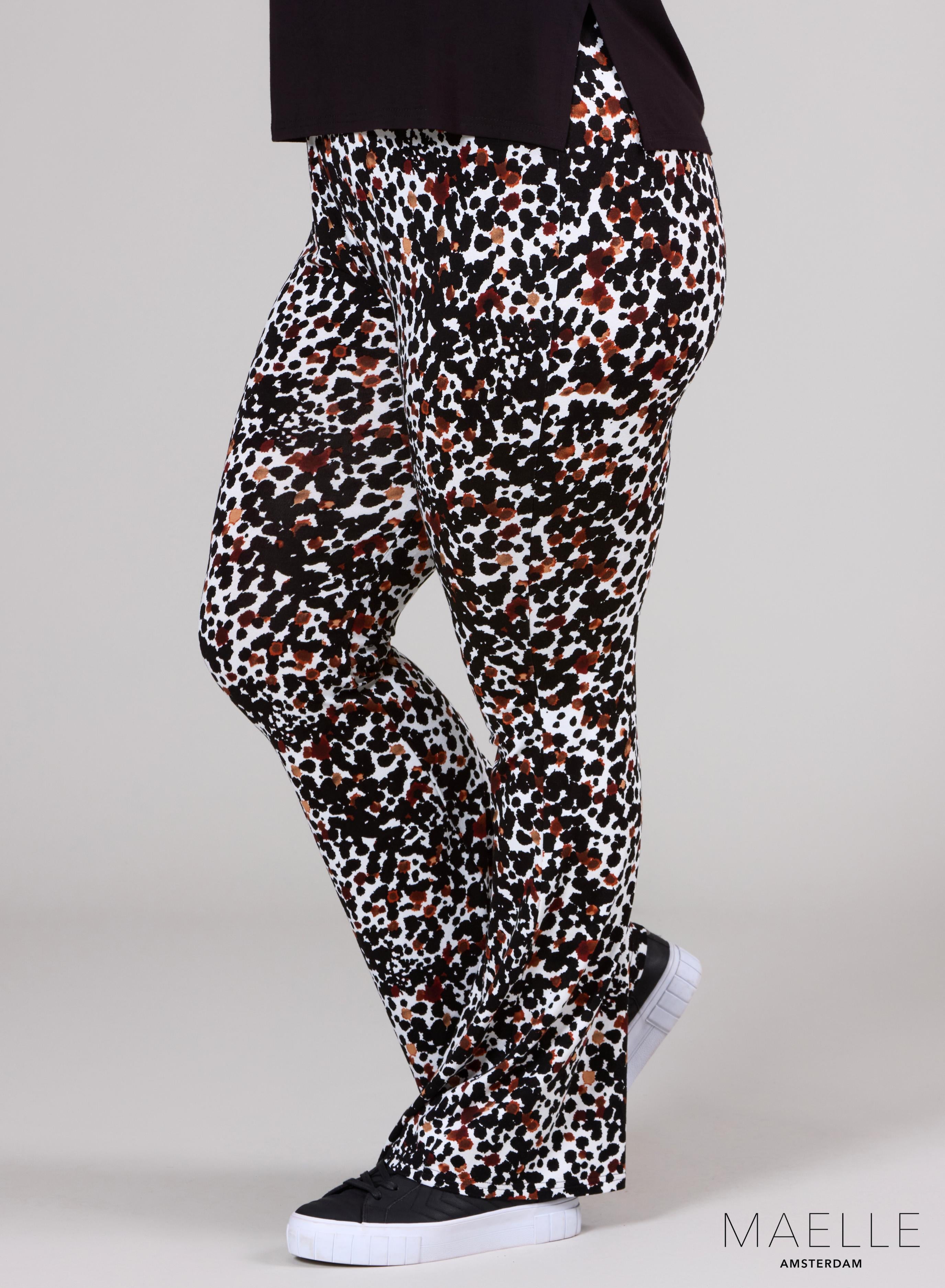 Schlaghose mit Viskose-Print Maelle, Leo-Flecken-Design, S/W/B