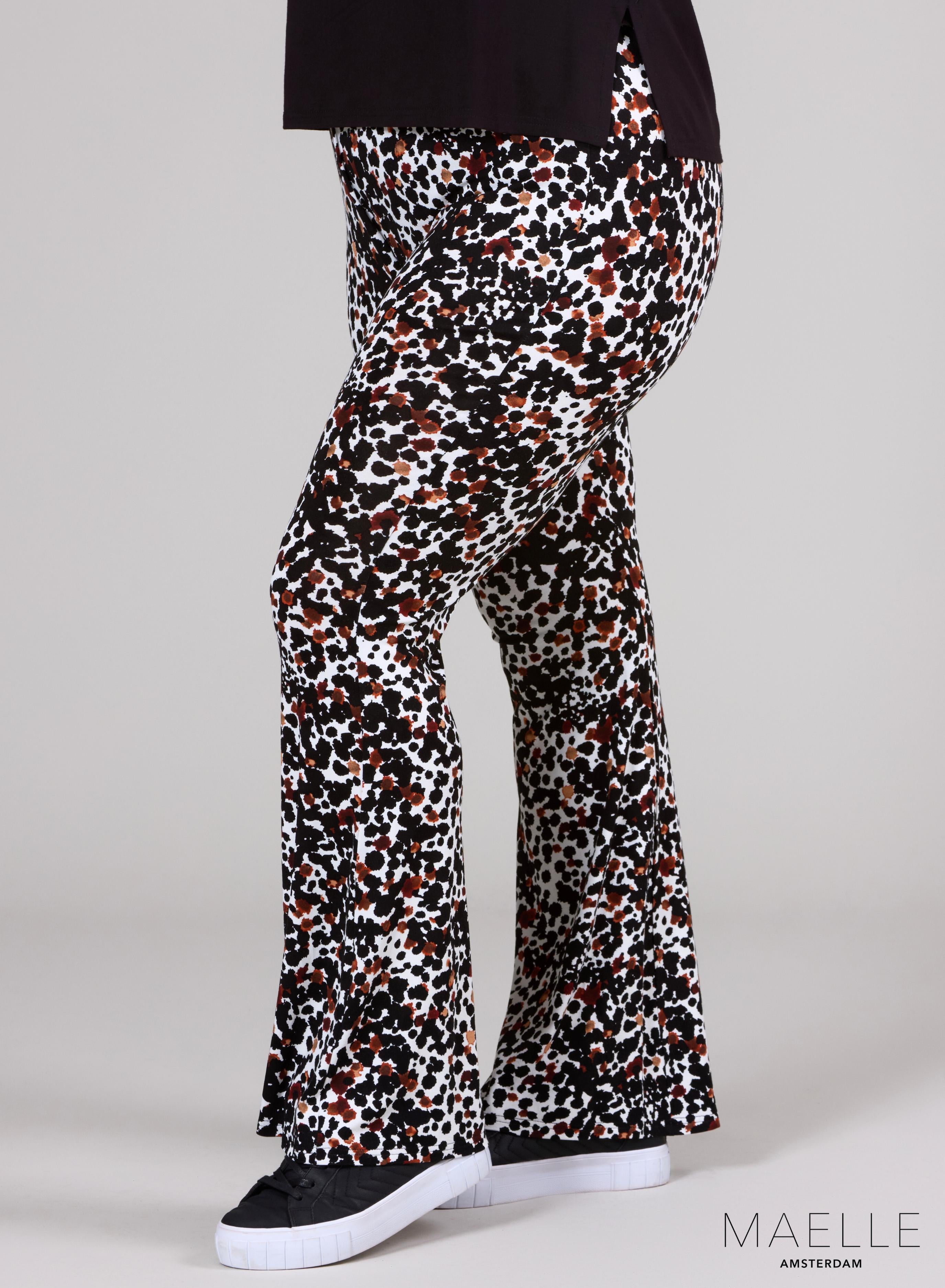Schlaghose mit Viskose-Print Maelle, Leo-Flecken-Design, S/W/B