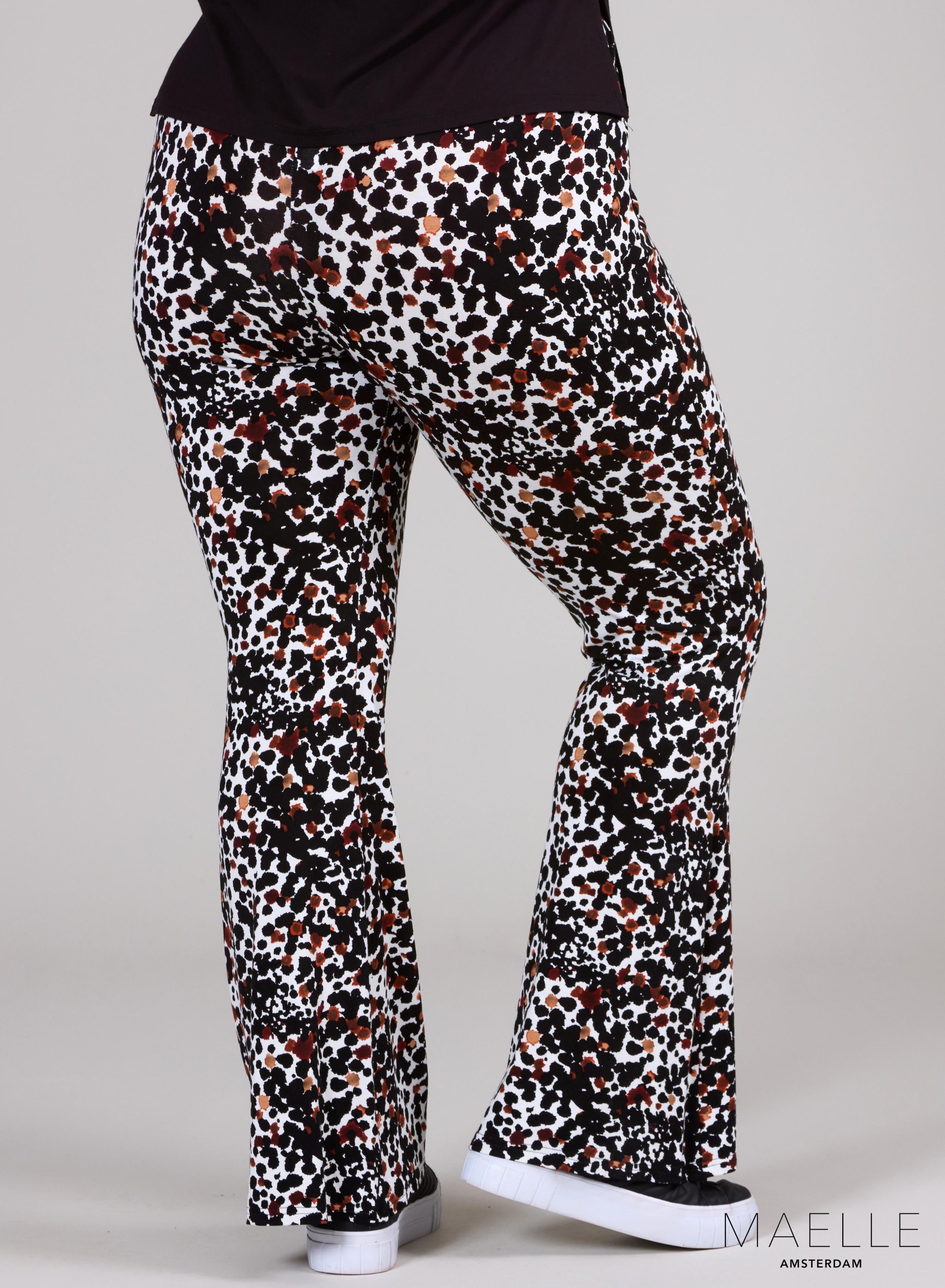Schlaghose mit Viskose-Print Maelle, Leo-Flecken-Design, S/W/B