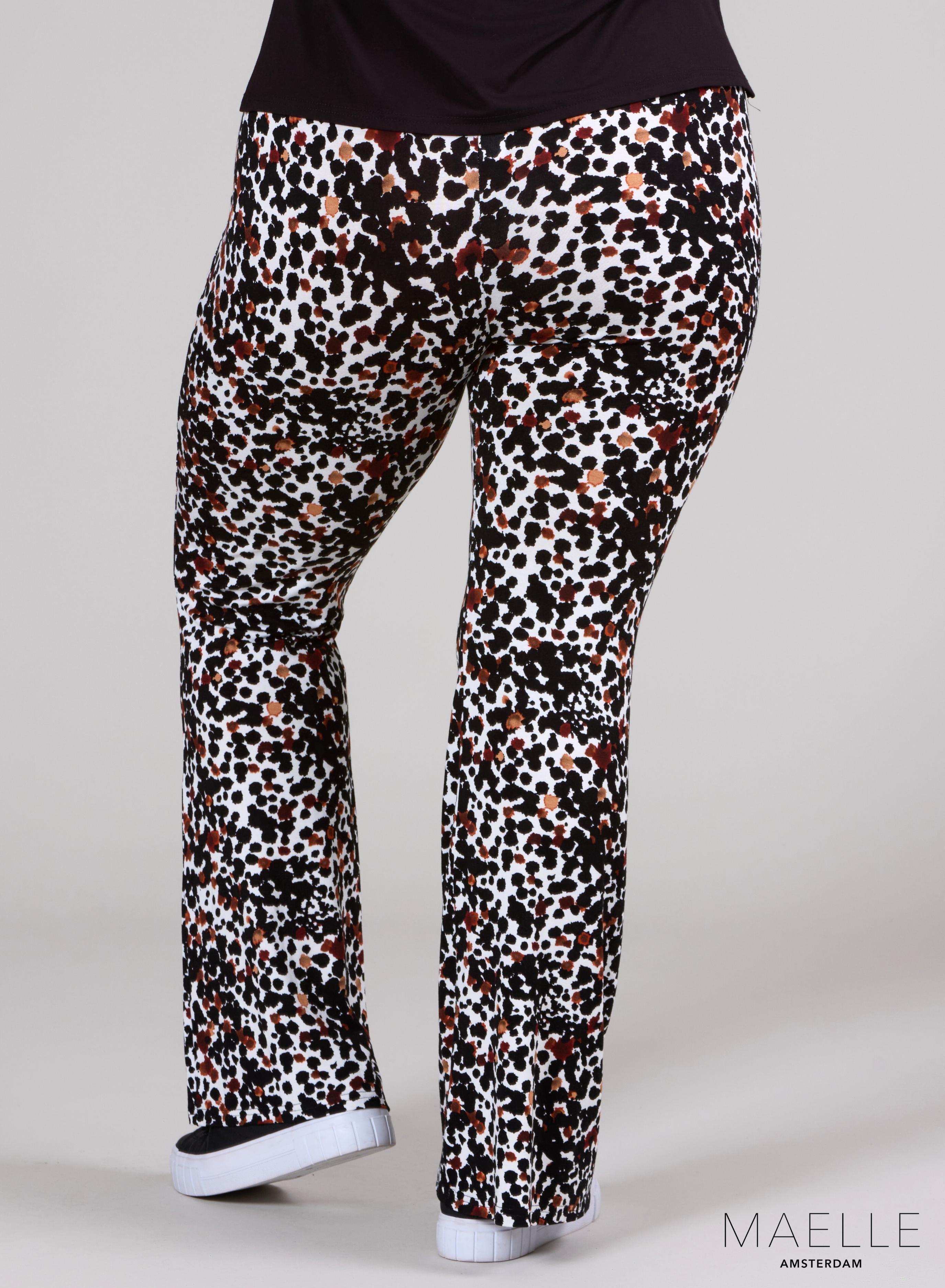 Schlaghose mit Viskose-Print Maelle, Leo-Flecken-Design, S/W/B