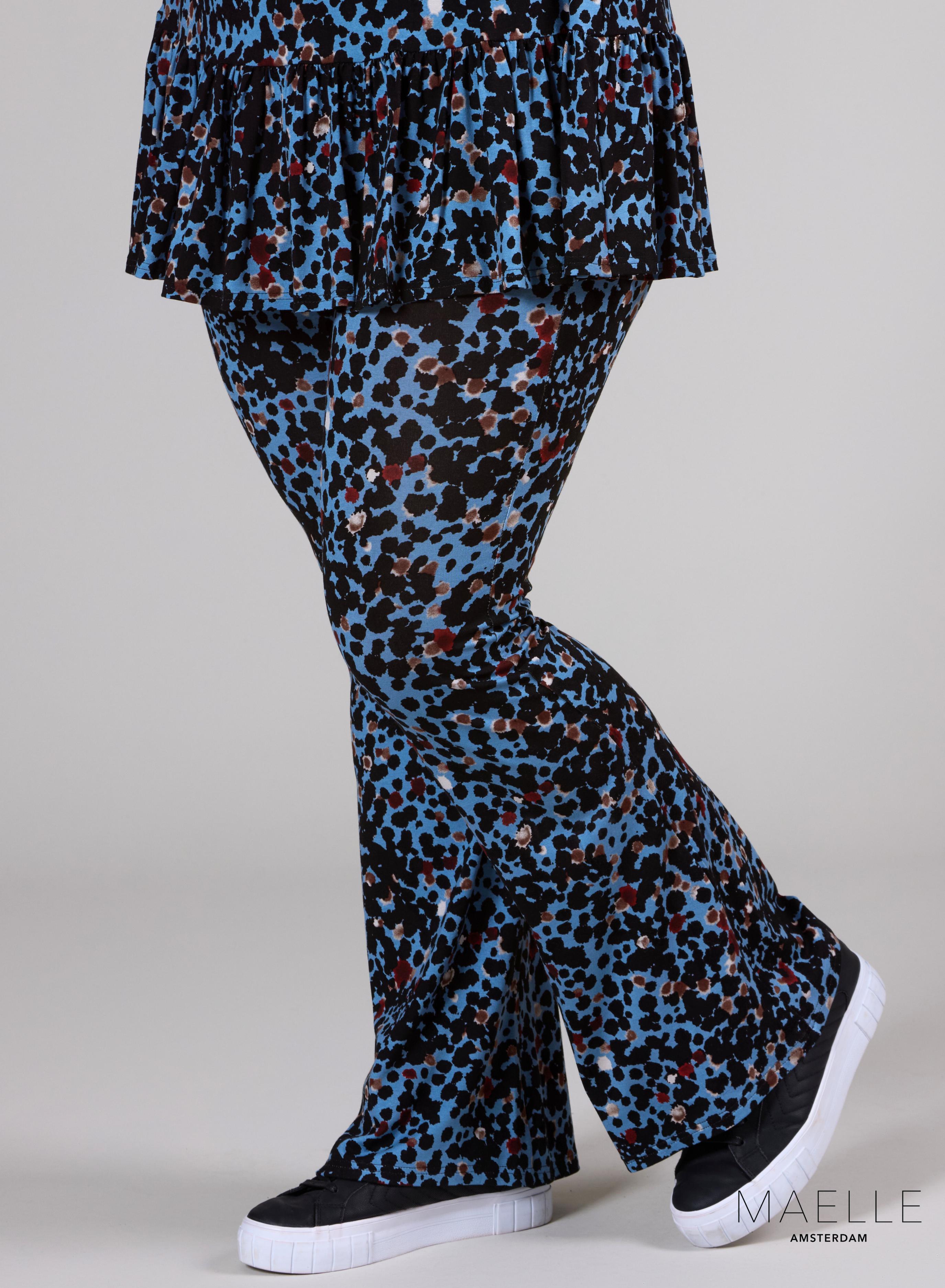 Maelle Viskose Print Schlaghose Leo Stained Design Blau
