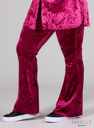 Maelle fluwelen flared broek in donker fuchsia