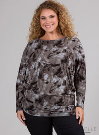 Maelle Baggy Viscose Printed Shirt Tie Dye Grey
