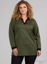 Maelle Warm Relaxed Shirt ZigZag Design Lime