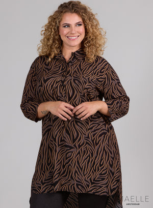 Maelle Geknöpfte Tunika Print Viskose Zebra Braun