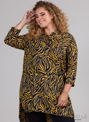 Maelle Geknöpfte Tunika Zebra Ocker