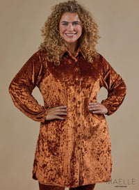 ME-TU-1008 - Velvet Button Blouse Rust