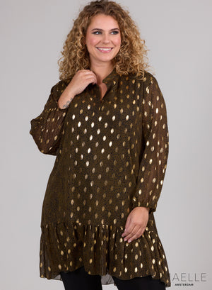 Maelle Rüschentunika Chiffon Grün Gold