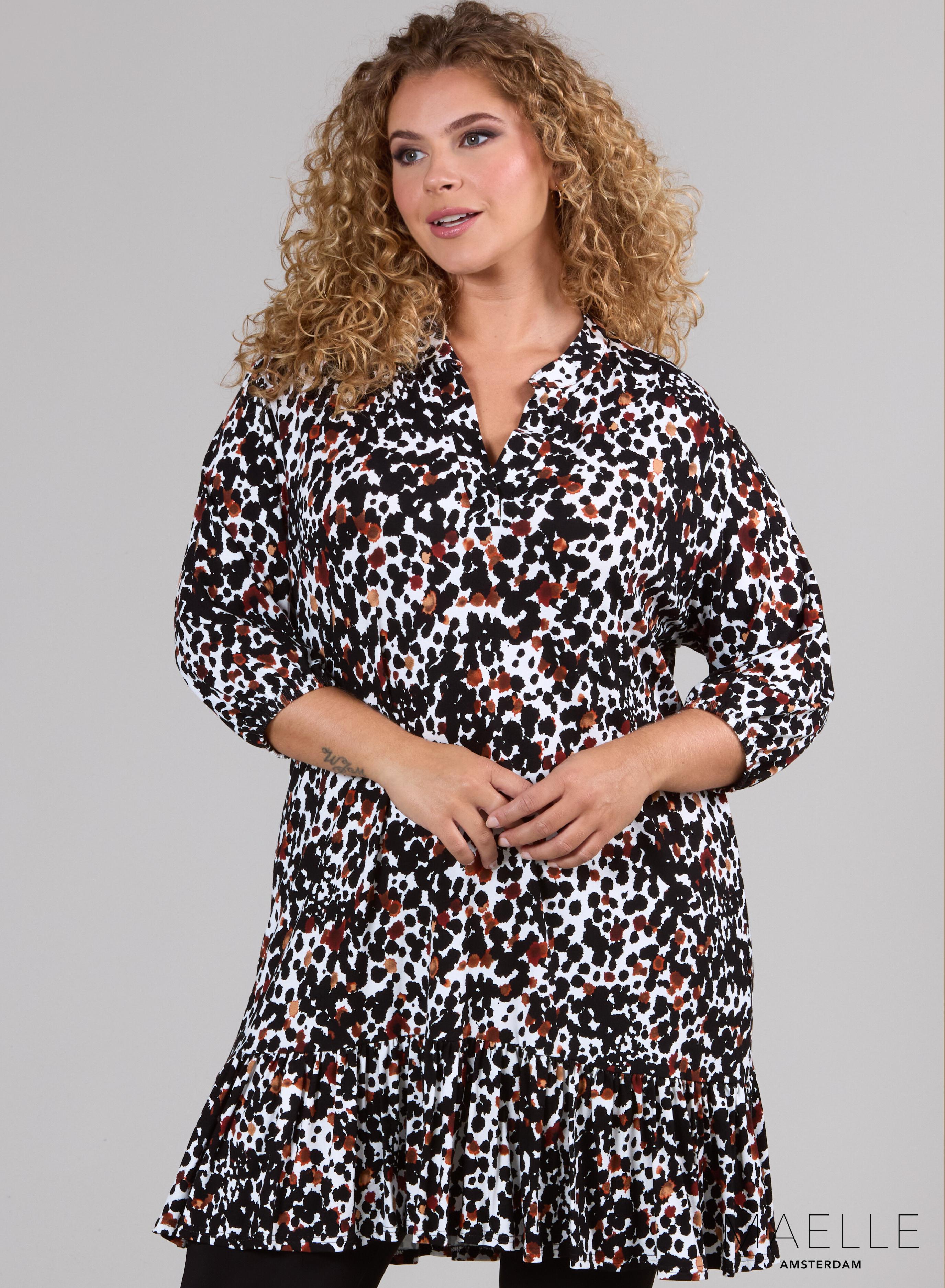 Maelle Ruffle Tunic  Leo Stained Design B/W/B
