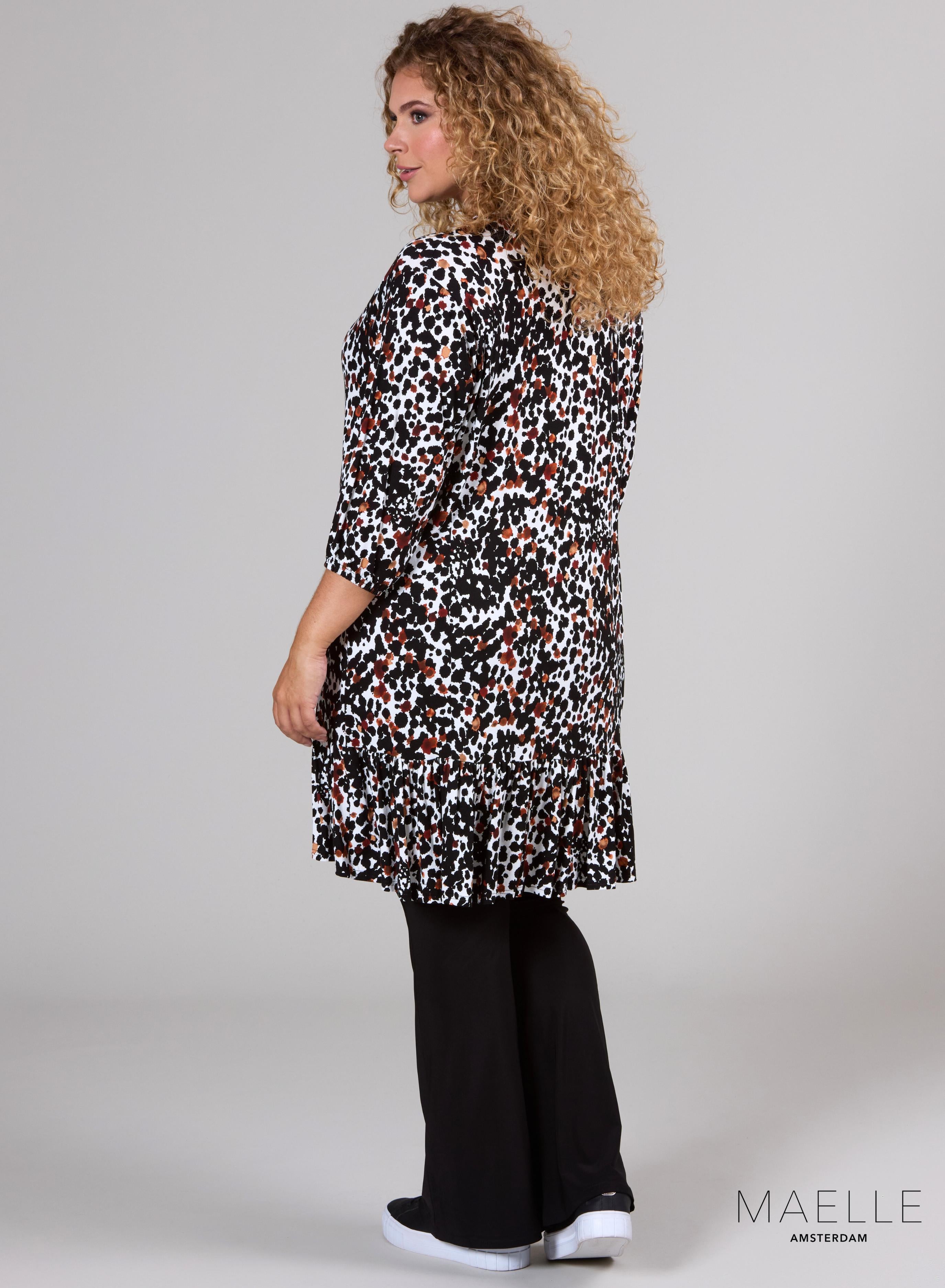 Maelle Ruffle Tunic  Leo Stained Design B/W/B