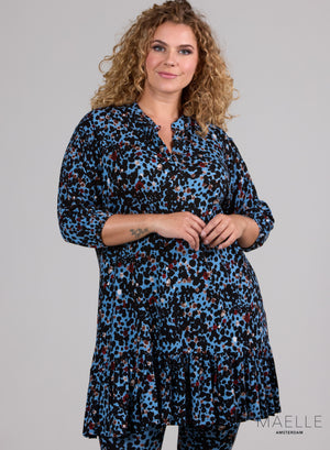 Maelle Rüschentunika Leo Stained Design Blau