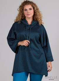 Maelle Warm Tunic Hoody ZigZag Design Petrol
