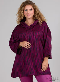 Maelle Warm Tunic Hoody ZigZag Design Magenta
