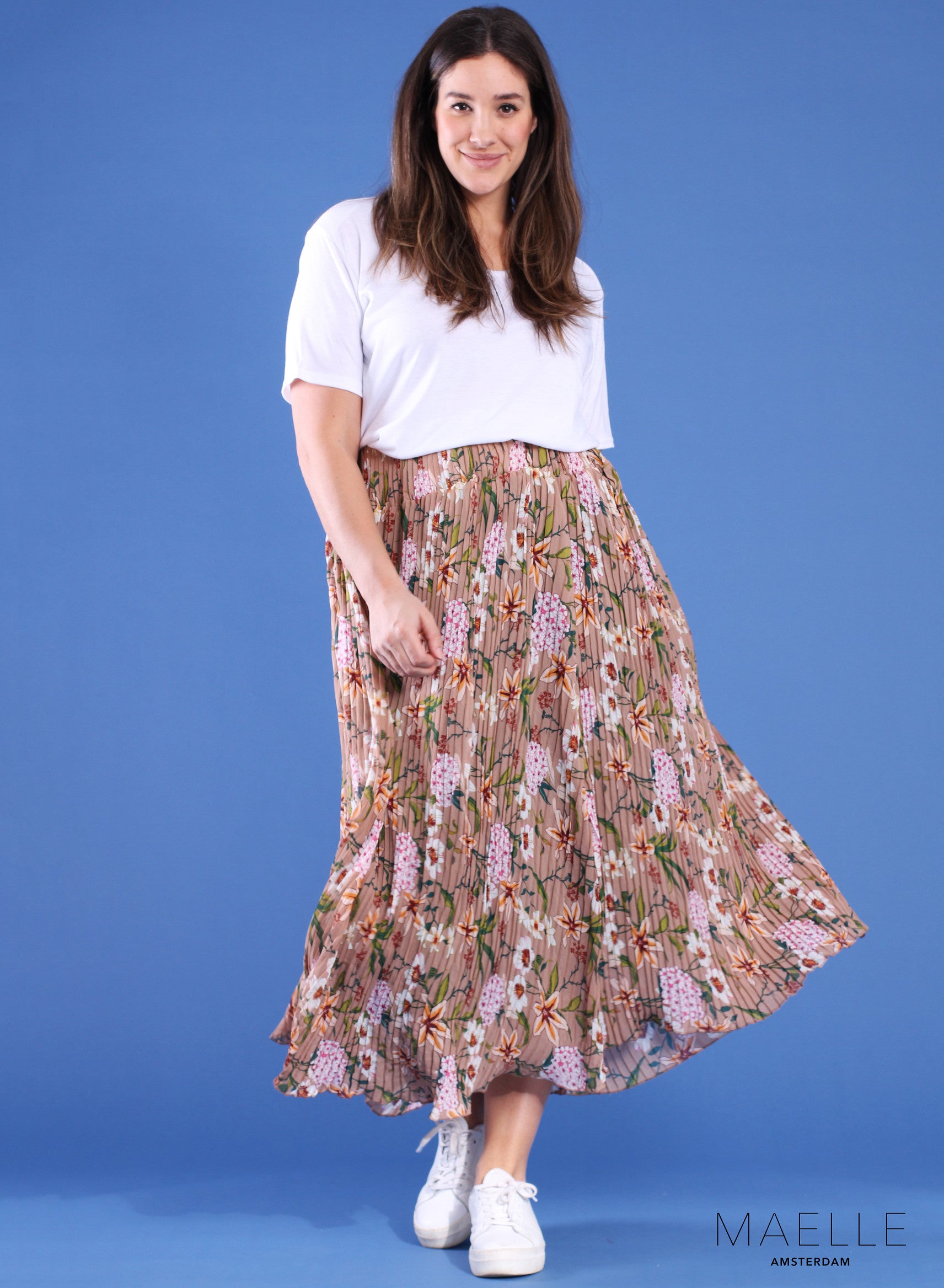 Maelle Plissierter Rock Flower Sand Plissiert