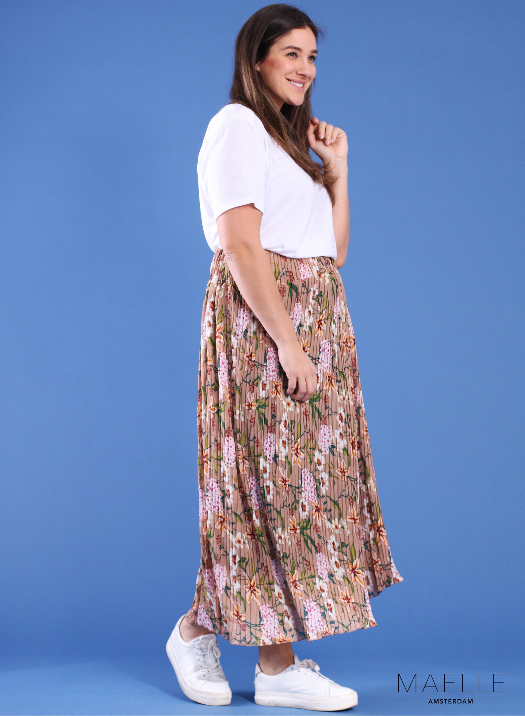 Maelle Plissierter Rock Flower Sand Plissiert