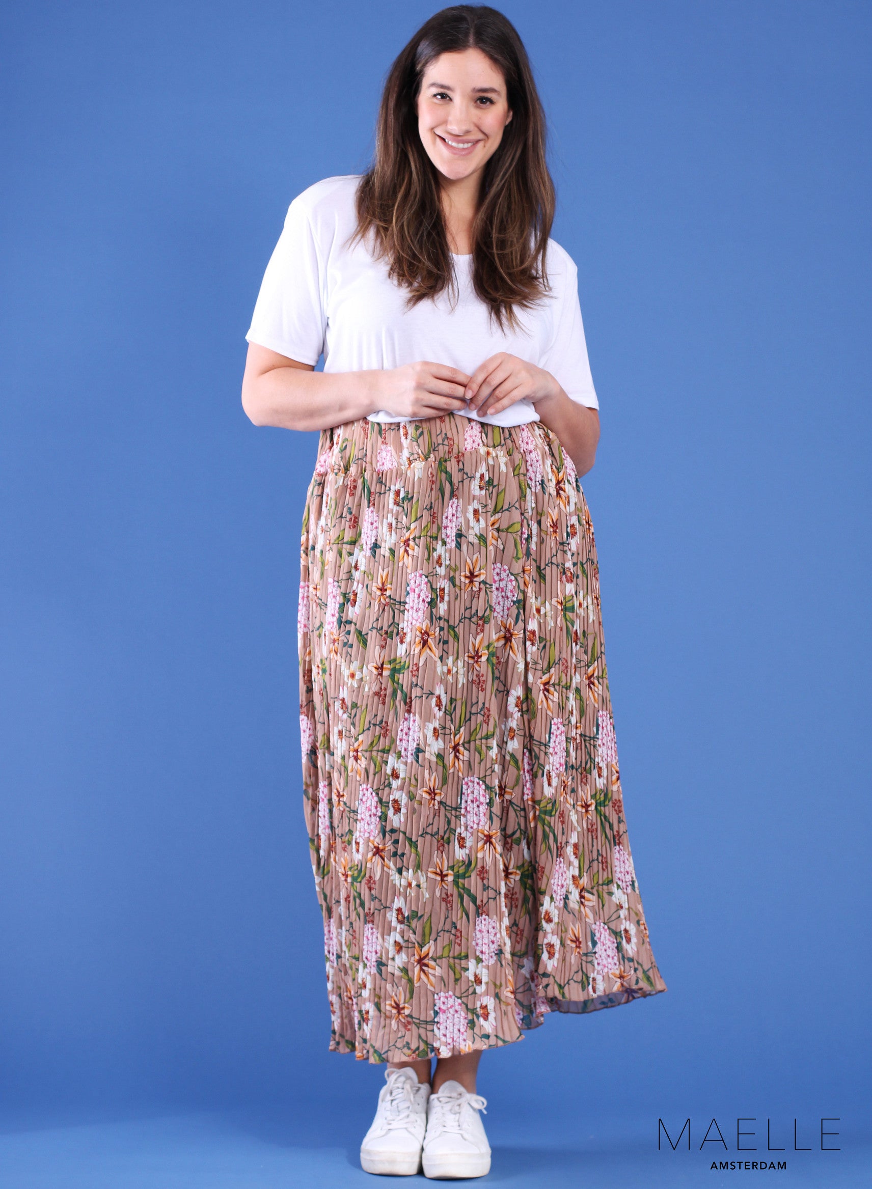 Maelle Plissierter Rock Flower Sand Plissiert