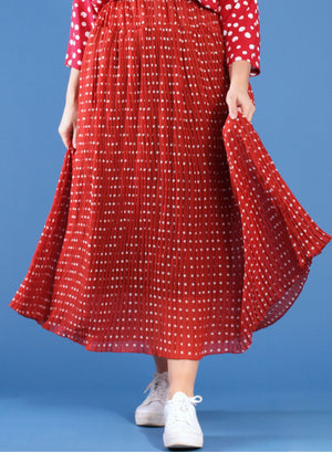 Maelle Faltenrock Polka Rot Plissee