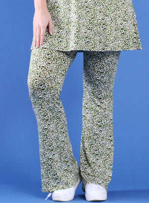 Maelle Hose mit weitem Bein, Viskose, bedruckt, Grün, Kleiner Print