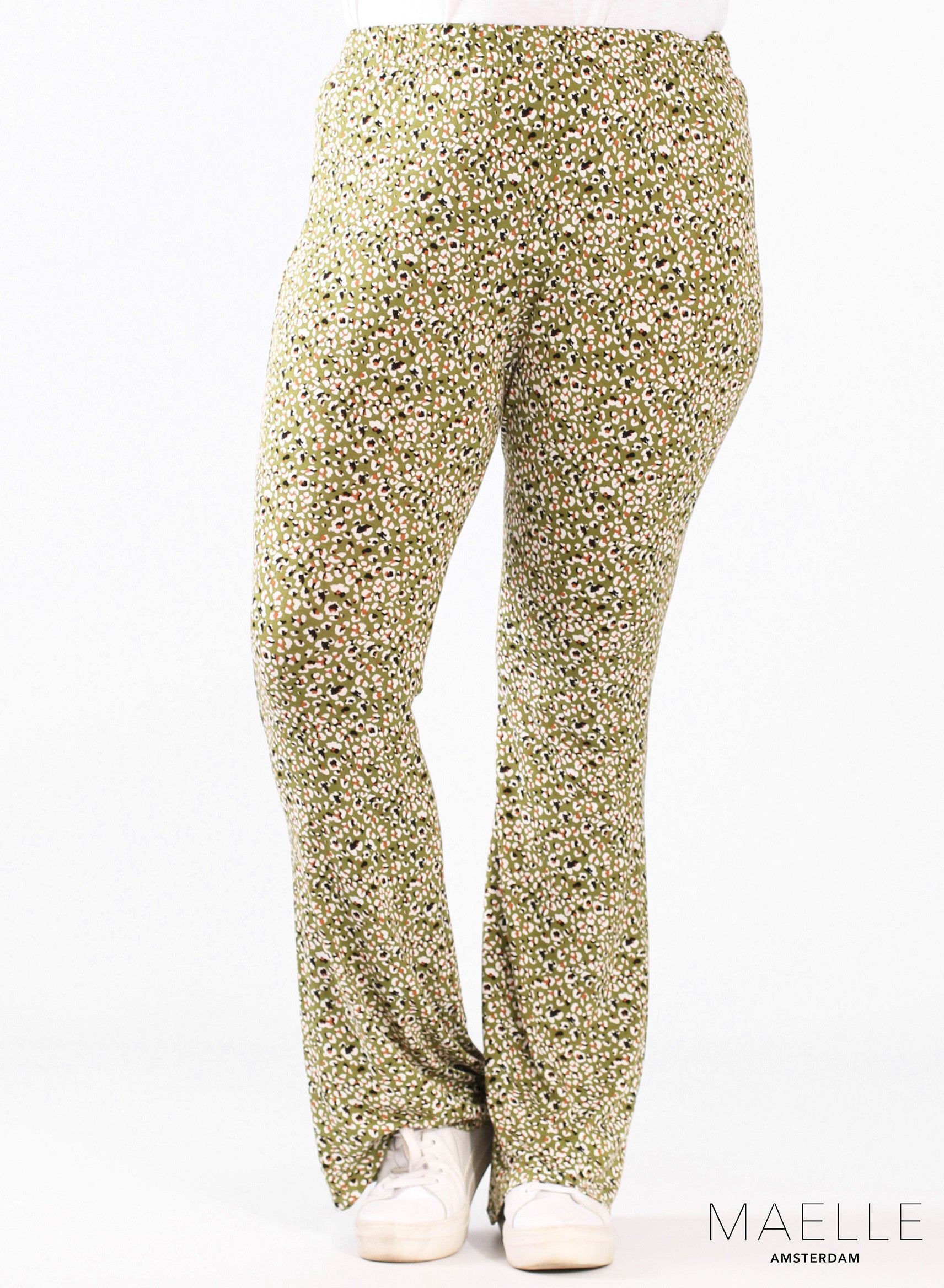 Maelle Hose mit weitem Bein, Viskose, bedruckt, Grün, Kleiner Print