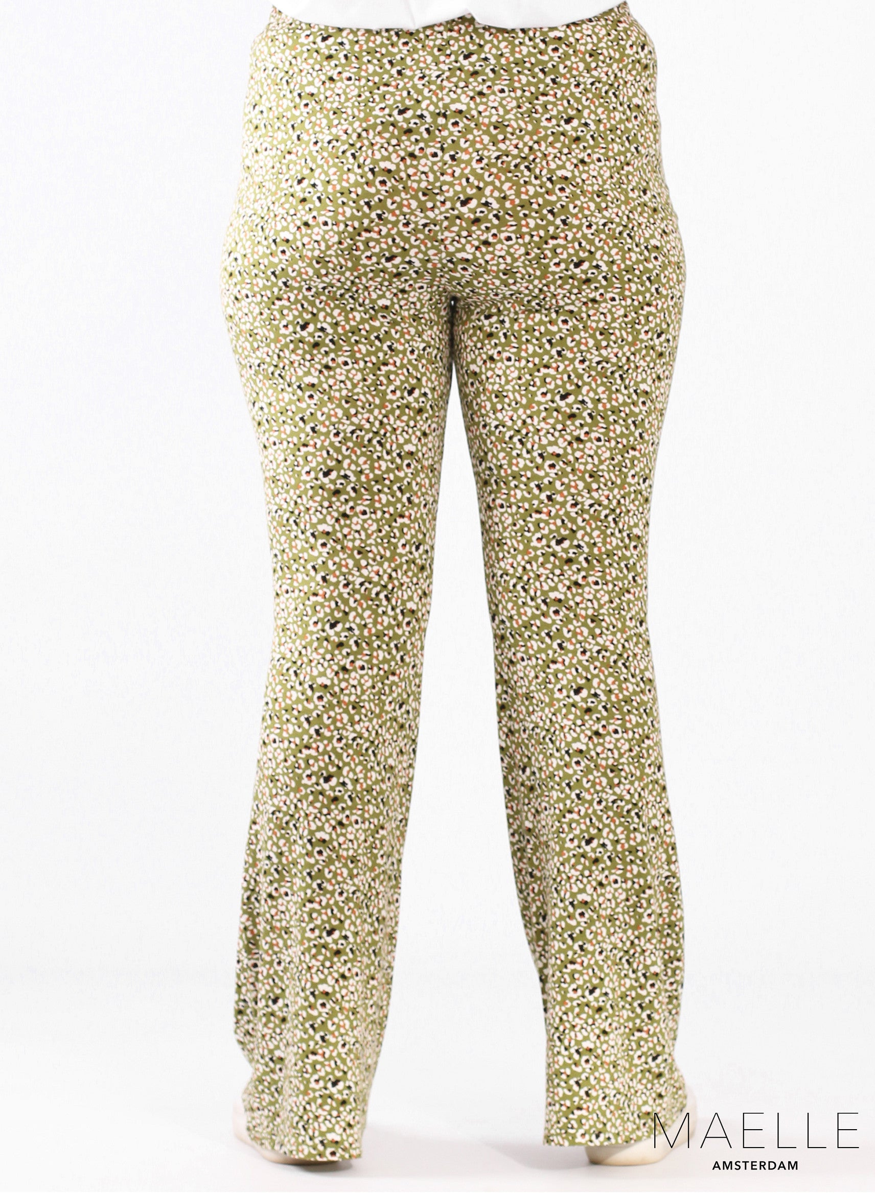 Maelle Hose mit weitem Bein, Viskose, bedruckt, Grün, Kleiner Print