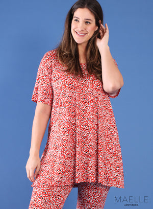 Maelle Viskose Print A-Linien-Hemd Rot Kleiner Print