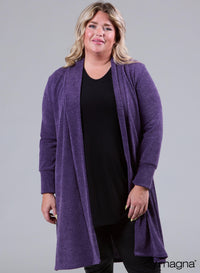 Magna Warm Knit Rib Cardigan Grape Purple