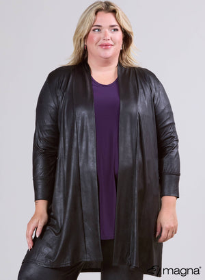 Magna Leather Look Cardigan Black