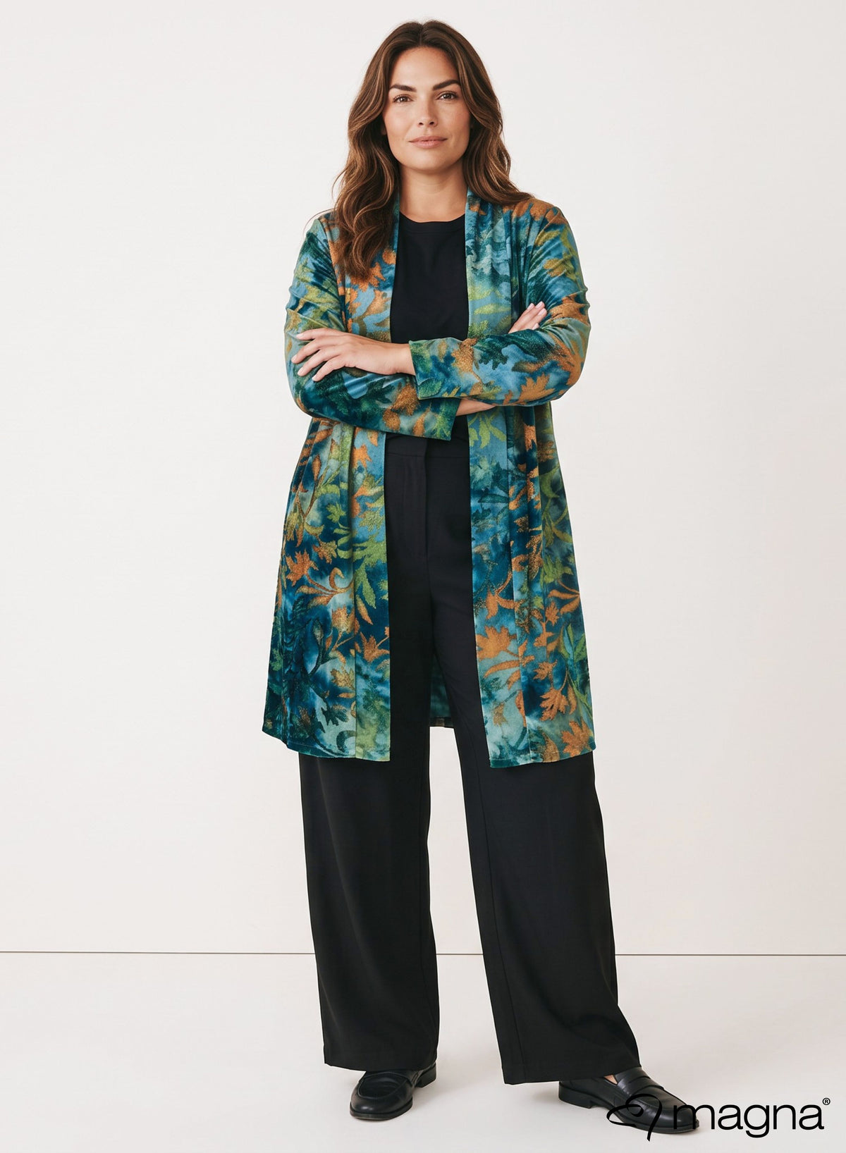 Magna Jacquard-Mesh-Cardigan Grün Midnight Forest