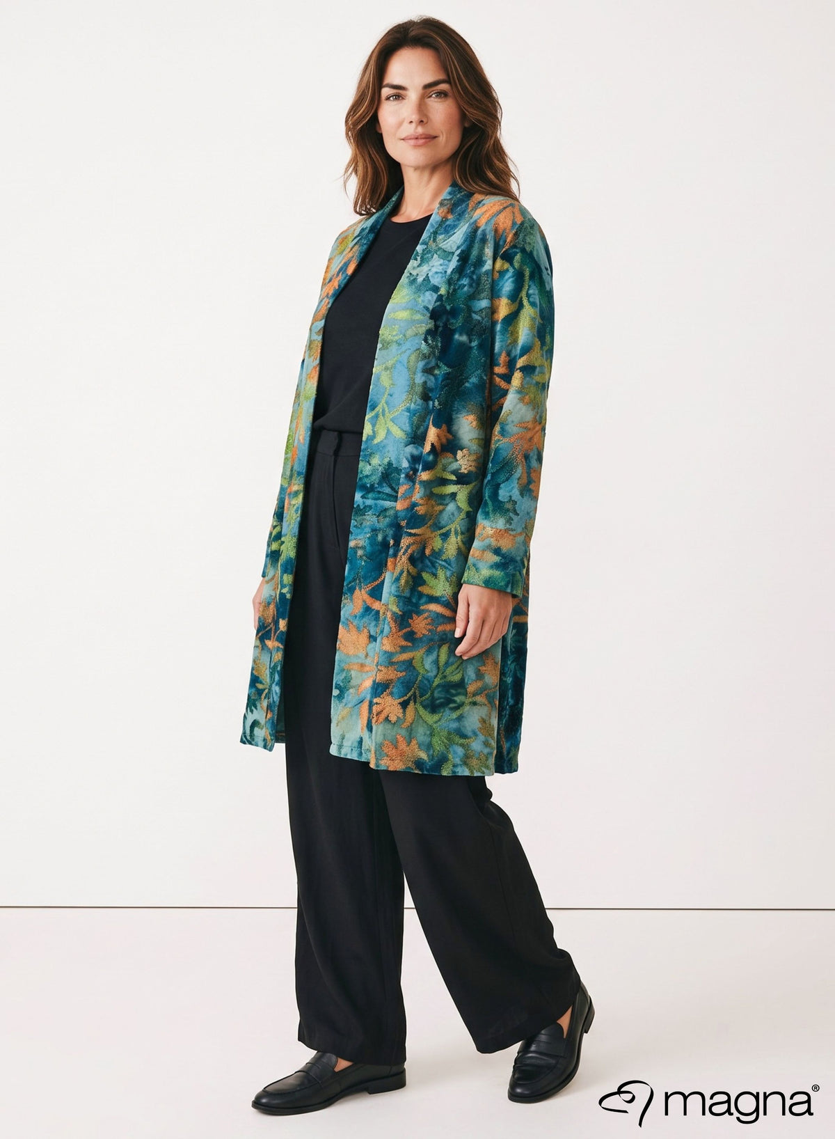 Magna Jacquard-Mesh-Cardigan Grün Midnight Forest